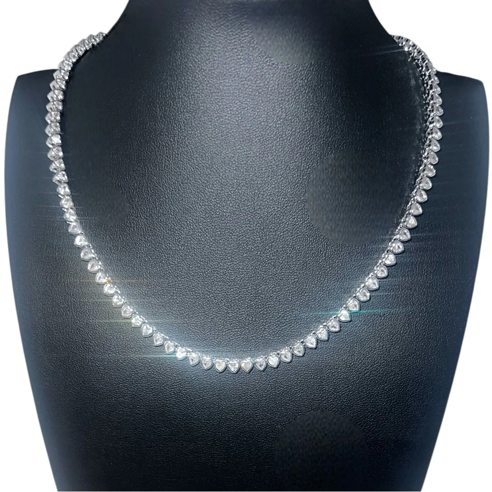 Amore Heart Tennis Necklace | White Gold Plated | tarnish resistant